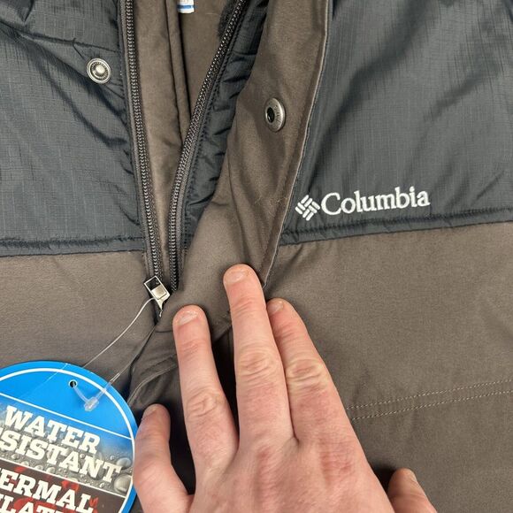Columbia Vest Men XL Black Gray Puffer Jacket Water Resistant Thermal $120 MSRP - Picture 8 of 12